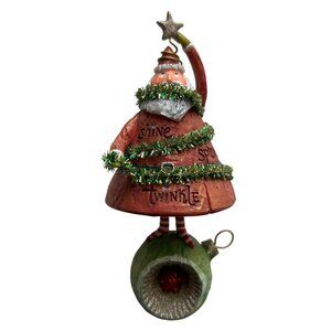 Santa Claus Christmas Ornament Figurine On Green Ball Holiday